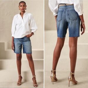 NWT Banana Republic Girlfriend Denim Shorts Bermuda Jean Shorts High Rise 27/4